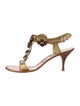 Miu Miu Leather Animal Print T-Strap Sandals