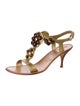 Miu Miu Leather Animal Print T-Strap Sandals