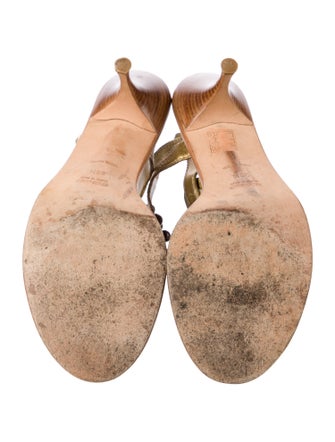 Miu Miu Leather Animal Print T-Strap Sandals