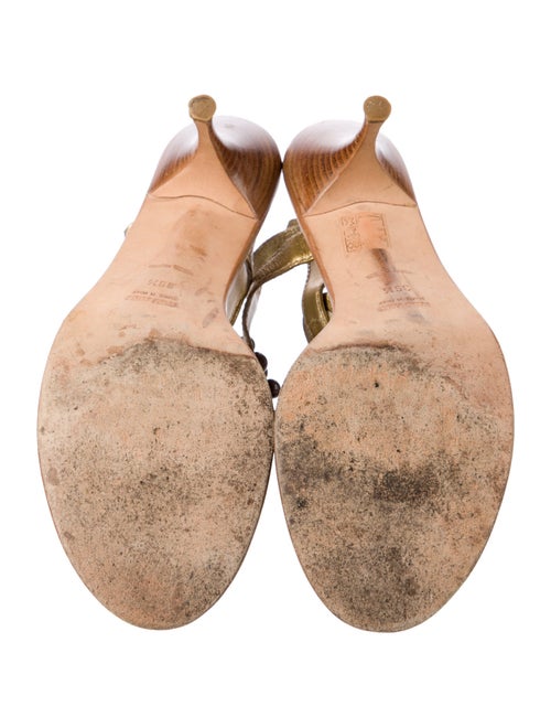 Miu Miu Leather Animal Print T-Strap Sandals