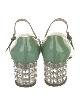 Miu Miu Patent Leather Crystal Embellishments Pumps
