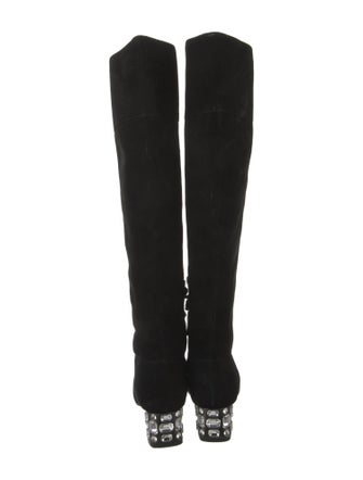 Miu Miu Suede Crystal Embellishments Boots