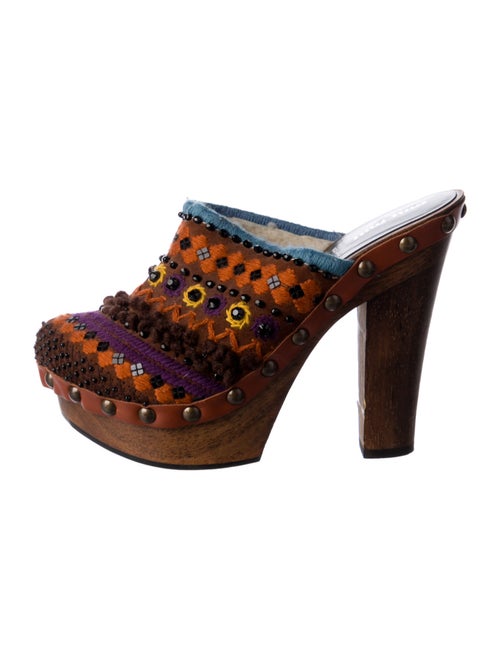 Miu Miu Shearling Printed Mules