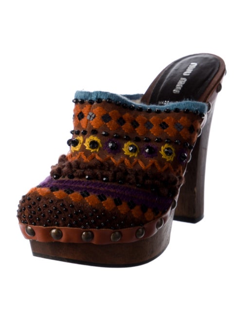 Miu Miu Shearling Printed Mules