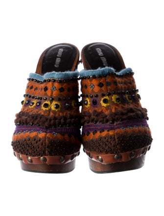 Miu Miu Shearling Printed Mules