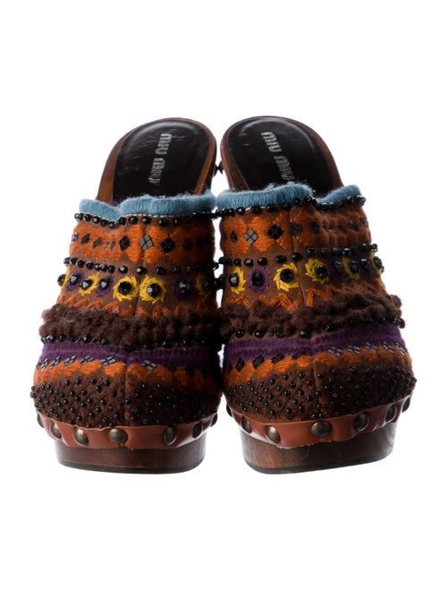 Miu Miu Shearling Printed Mules