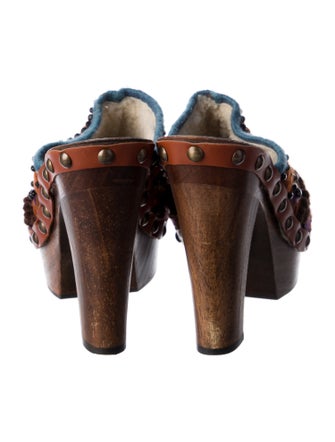 Miu Miu Shearling Printed Mules