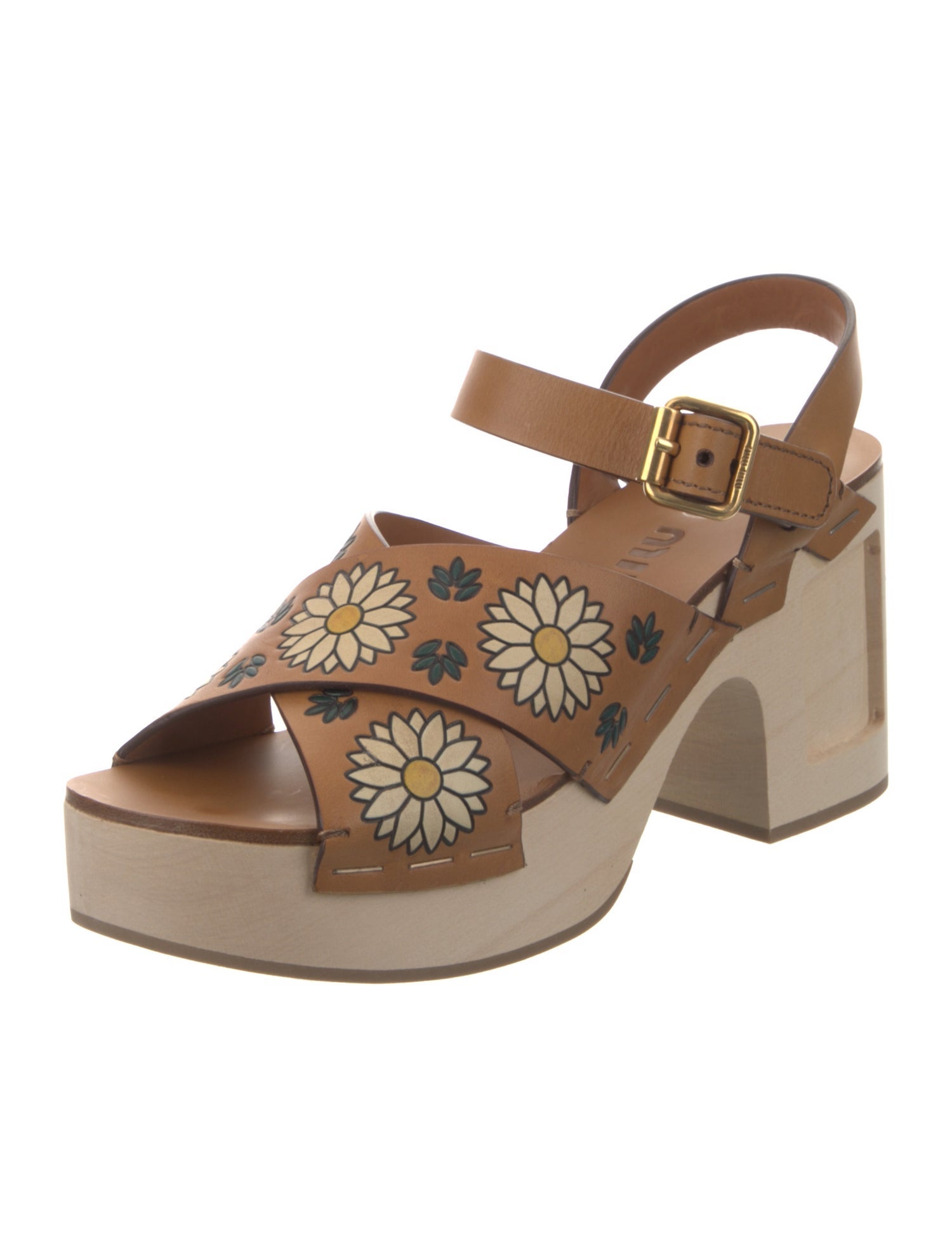 Miu Miu Leather Slingback Sandals w/ Tags