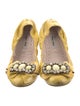 Miu Miu Patent Leather Crystal Embellishments Ballet Flats