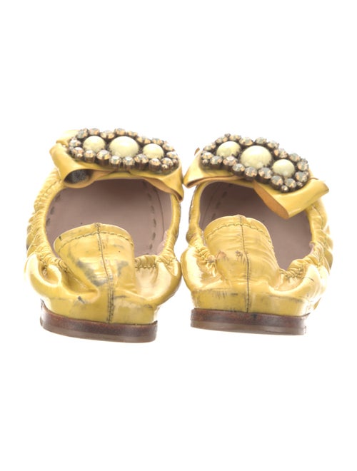 Miu Miu Patent Leather Crystal Embellishments Ballet Flats