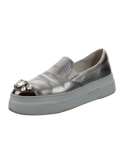 Miu Miu Leather Crystal Embellishments Sneakers