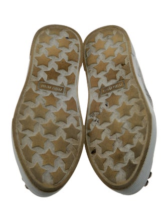 Miu Miu Leather Crystal Embellishments Sneakers