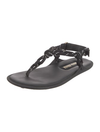 Miu Miu Leather T-Strap Sandals