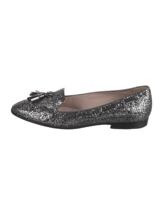 Miu Miu Glitter Tassel Accents Ballet Flats