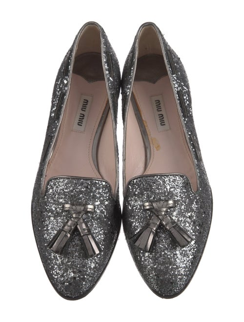 Miu Miu Glitter Tassel Accents Ballet Flats