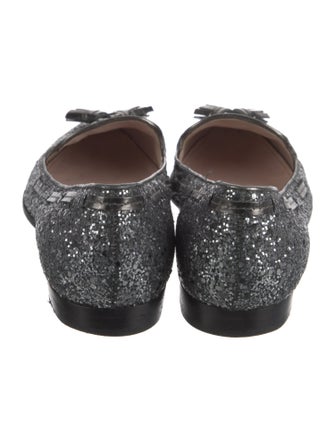 Miu Miu Glitter Tassel Accents Ballet Flats