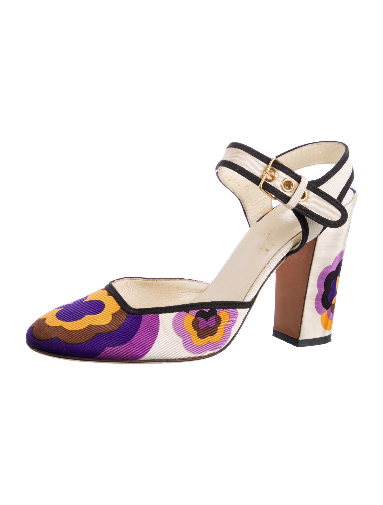 Miu Miu Floral Print Slingback Pumps