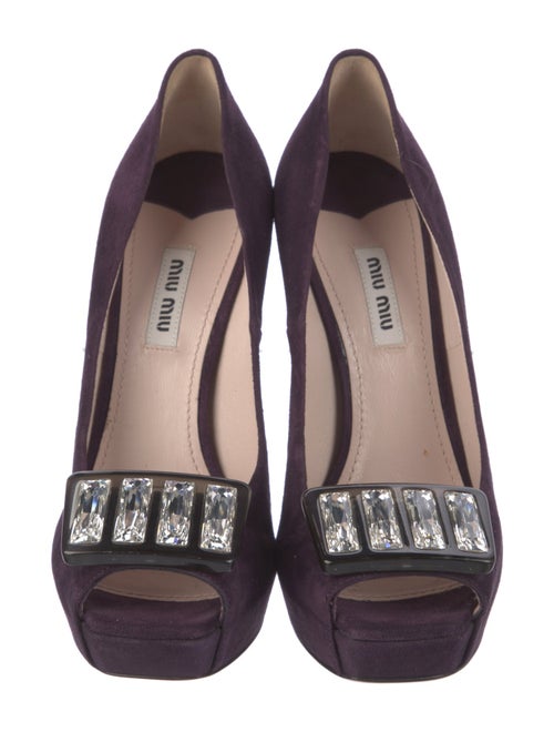 Miu Miu Suede Crystal Embellishments Pumps