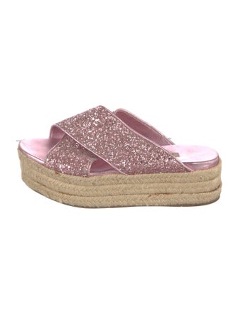 Miu Miu Leather Glitter Accents Espadrilles