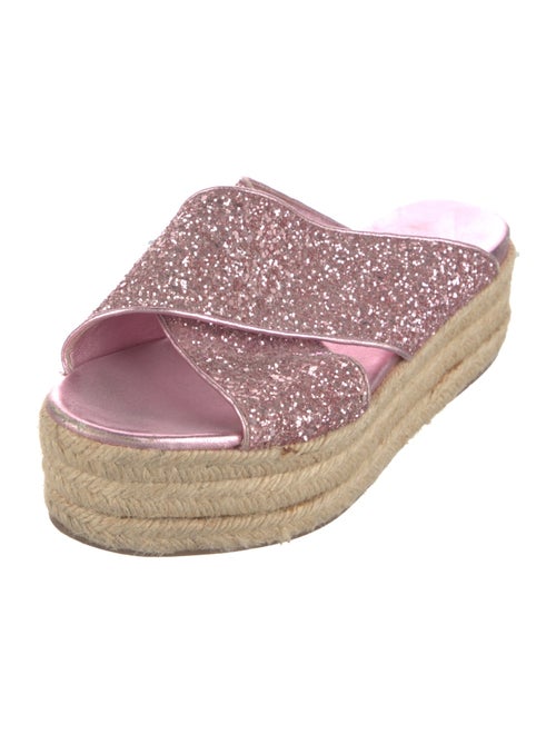 Miu Miu Leather Glitter Accents Espadrilles