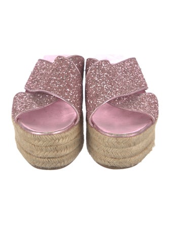 Miu Miu Leather Glitter Accents Espadrilles