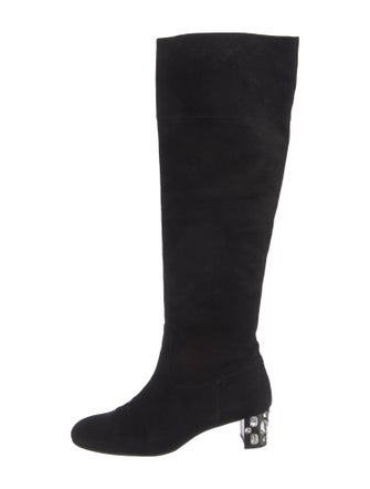 Miu Miu Suede Crystal Embellishments Boots