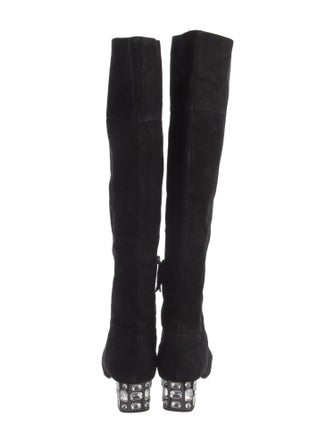 Miu Miu Suede Crystal Embellishments Boots