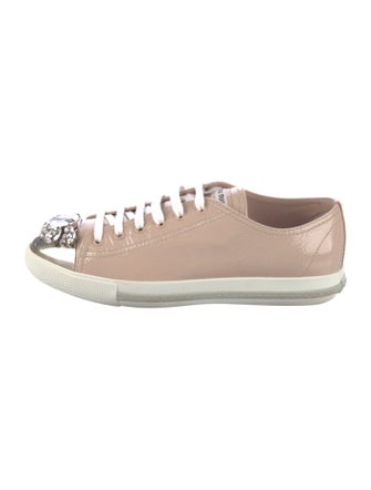 Miu Miu Patent Leather Crystal Embellishments Sneakers