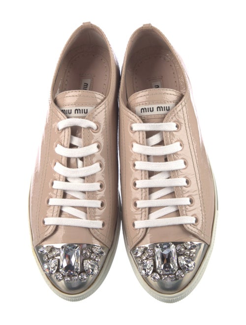 Miu Miu Patent Leather Crystal Embellishments Sneakers