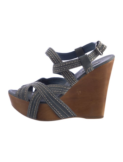 Miu Miu Leather Whipstitch Trim Slingback Sandals