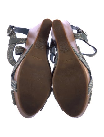 Miu Miu Leather Whipstitch Trim Slingback Sandals