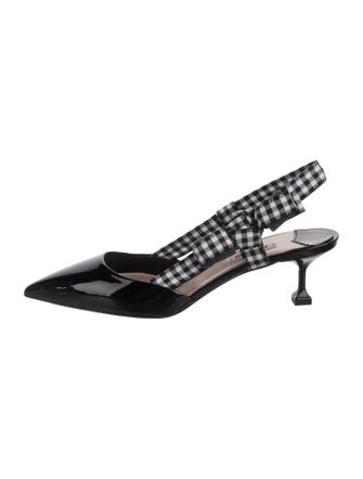 Miu Miu Patent Leather Printed Slingback Pumps
