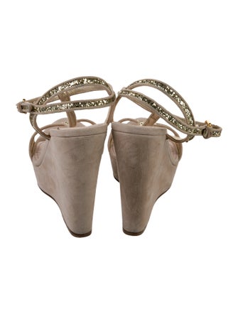 Miu Miu Suede Glitter Accents T-Strap Sandals