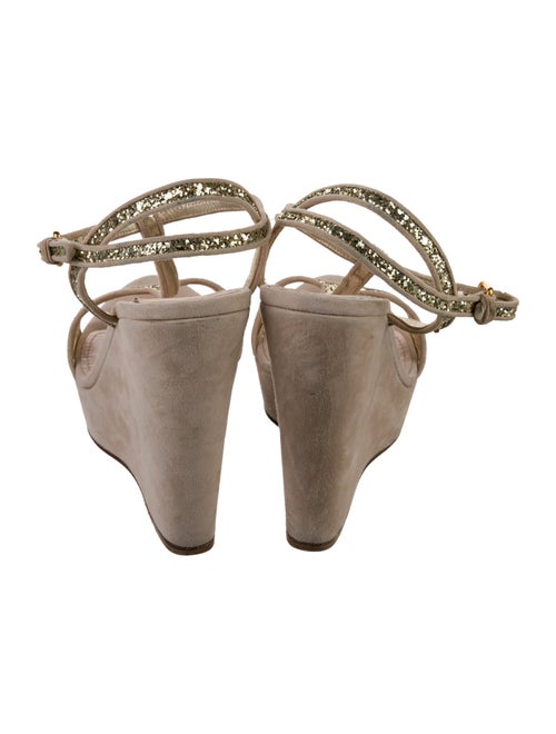 Miu Miu Suede Glitter Accents T-Strap Sandals