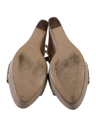 Miu Miu Suede Glitter Accents T-Strap Sandals