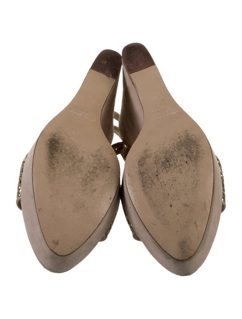 Miu Miu Suede Glitter Accents T-Strap Sandals