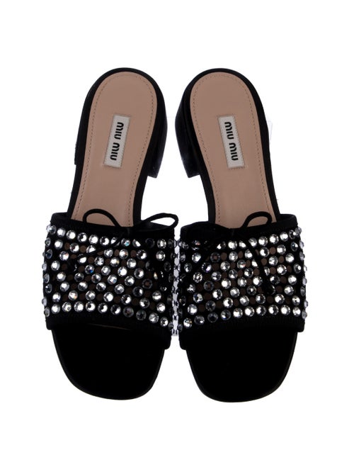 Miu Miu Leather Lasercut Accents Slides