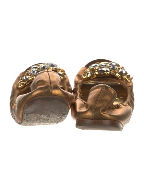 Miu Miu Leather Crystal Embellishments Ballet Flats