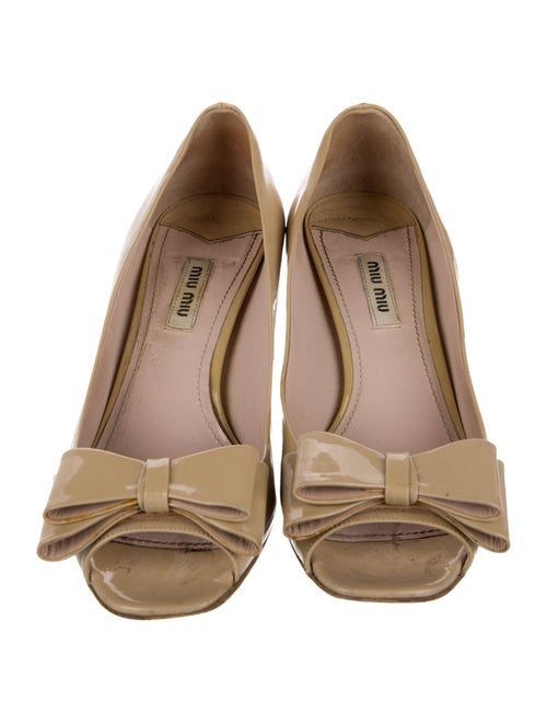 Miu Miu Patent Leather Bow Accents Pumps
