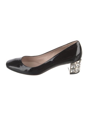 Miu Miu Patent Leather Crystal Embellishments Pumps