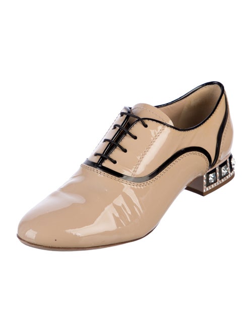Miu Miu Patent Leather Crystal Embellishments Oxfords