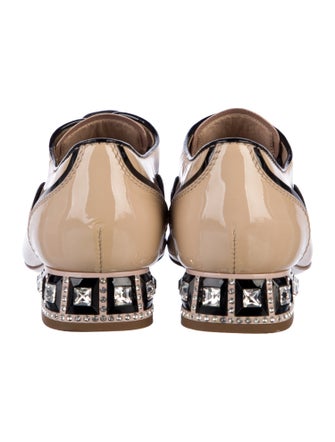 Miu Miu Patent Leather Crystal Embellishments Oxfords
