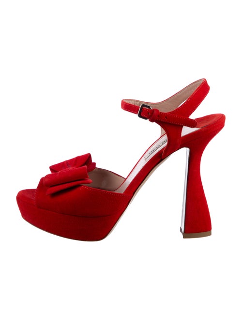 Miu Miu Suede Bow Accents Slingback Pumps