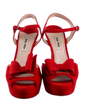 Miu Miu Suede Bow Accents Slingback Pumps