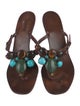 Miu Miu Leather Beaded Accents Flip Flops