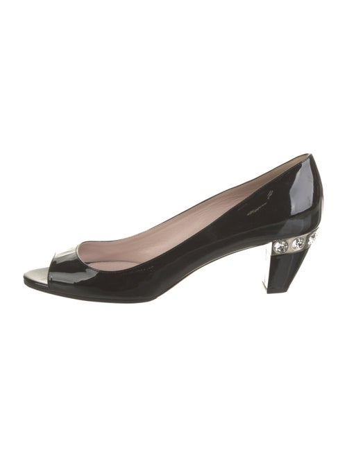 Miu Miu Patent Leather Crystal Embellishments Pumps
