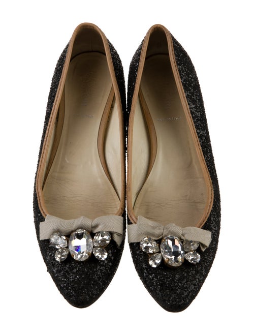 Miu Miu Glitter Bow Accents Ballet Flats