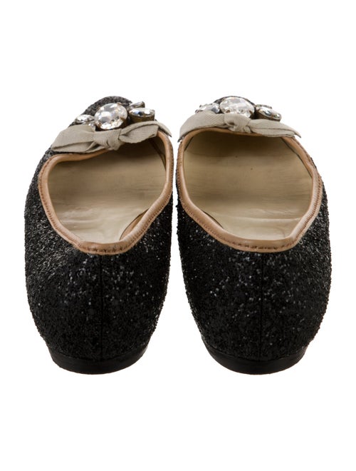Miu Miu Glitter Bow Accents Ballet Flats