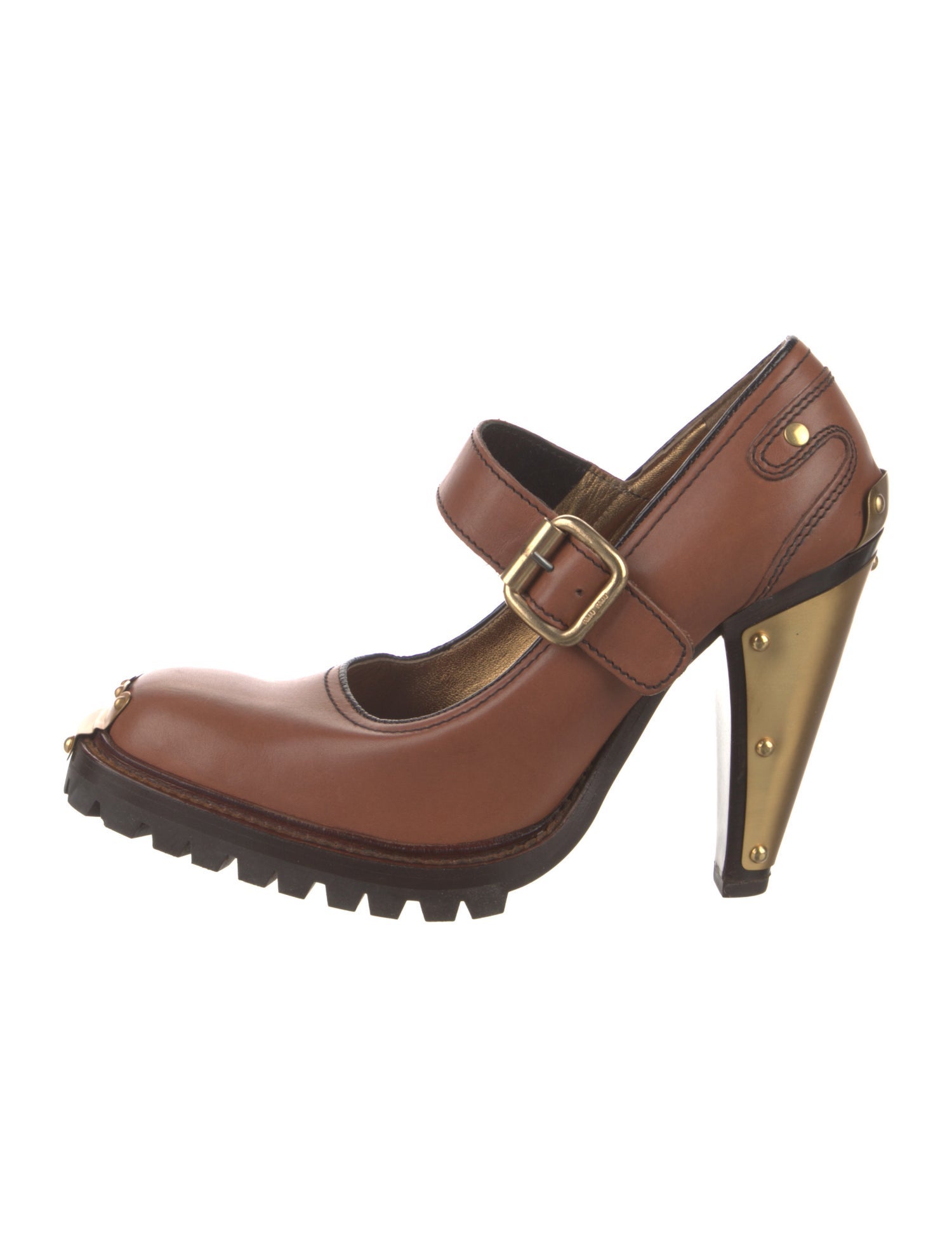 Miu Miu Leather Studded Accents Pumps