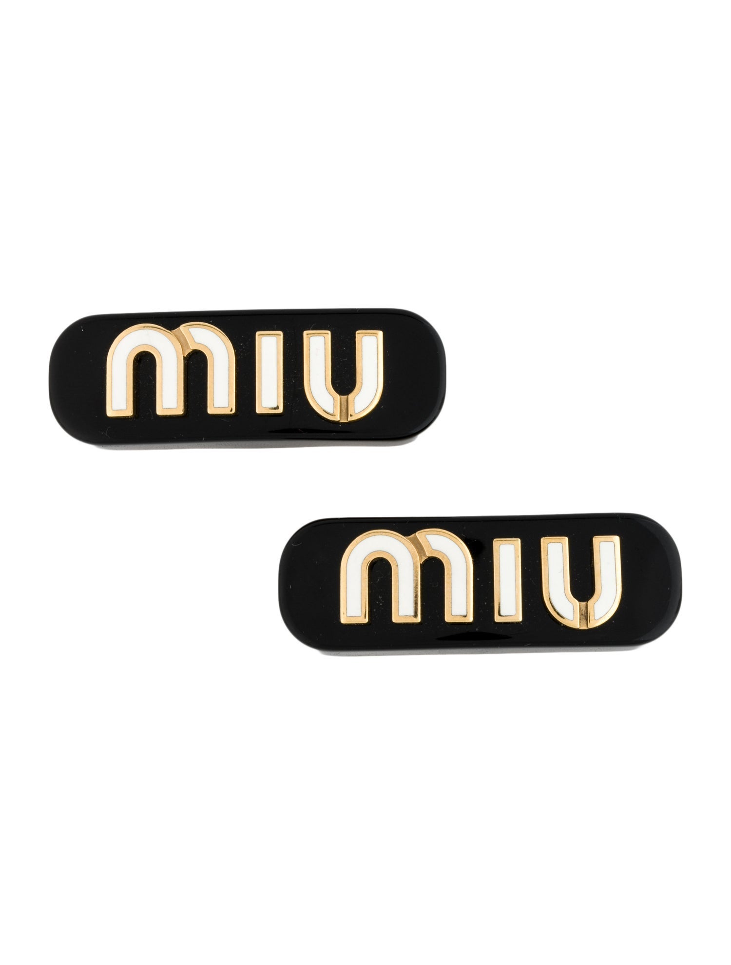 Miu Miu two small hairclip's black pattern print